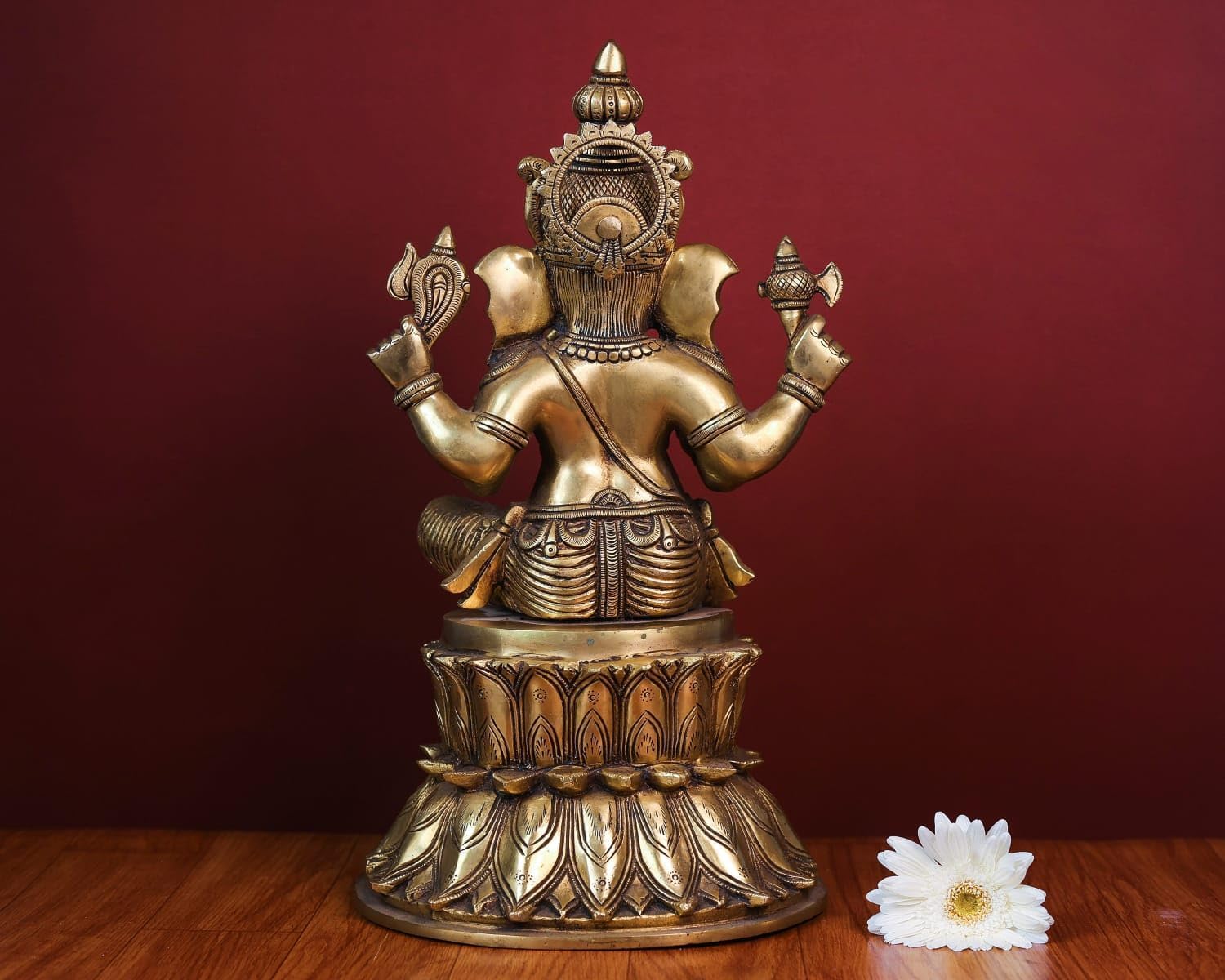 Mridaya Ganesha Idol - Large 38 Cm Brass Ganesh Statue Ganesh Murthi For Home